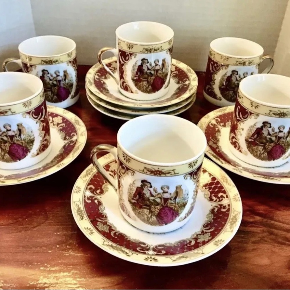 USA IMPORT COSMOS JAPAN LUSTERWARE VICTORIAN TEACUPS & SAUSER